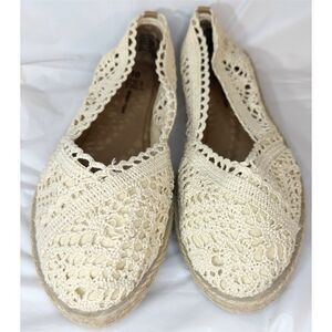 Time and Tru Women's Crochet Slip-On Flats Ivory Size 10 Casual Shoes